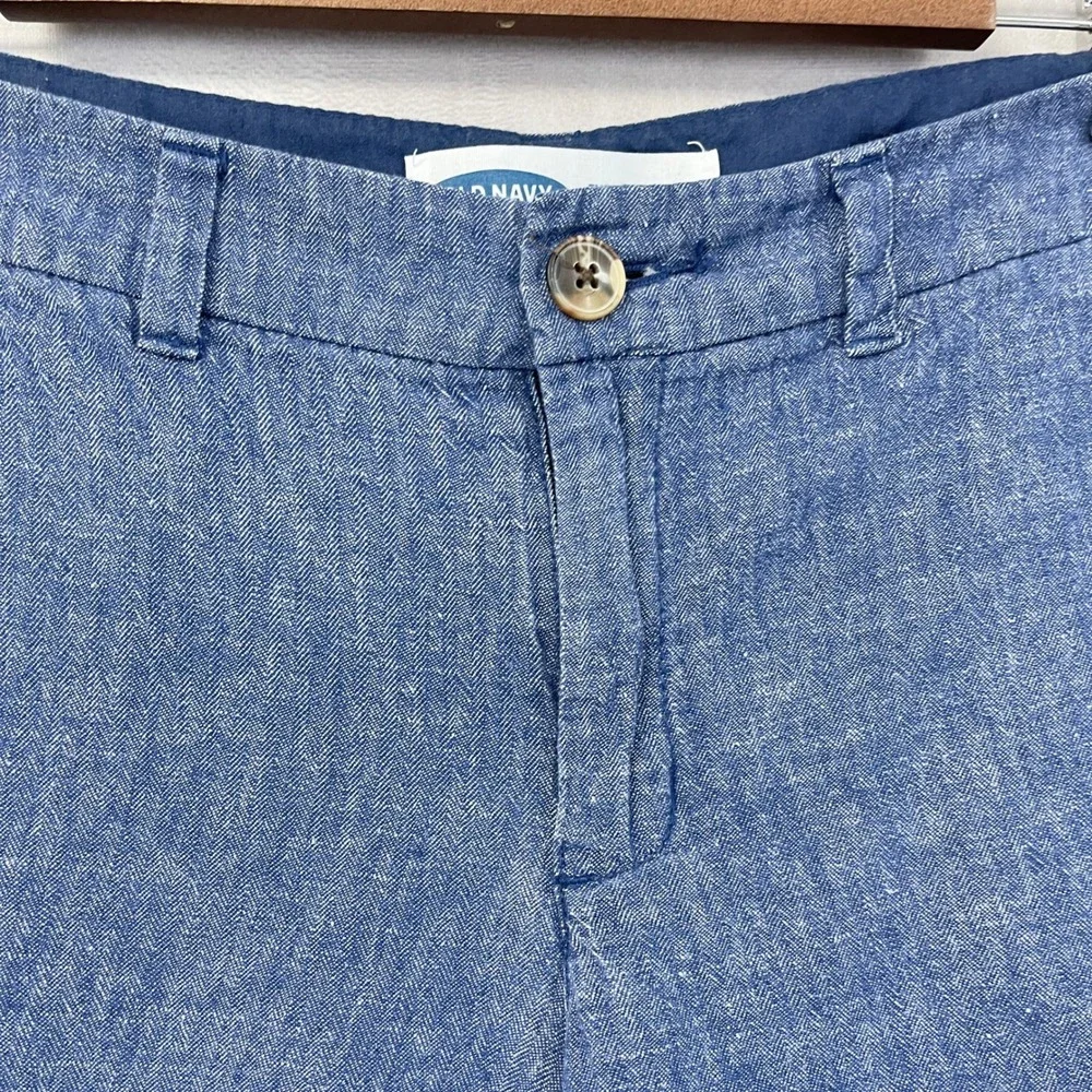 Old Navy Everyday Short Women 4 Dark Chambray Linen Blend Minimal Coastal Beach